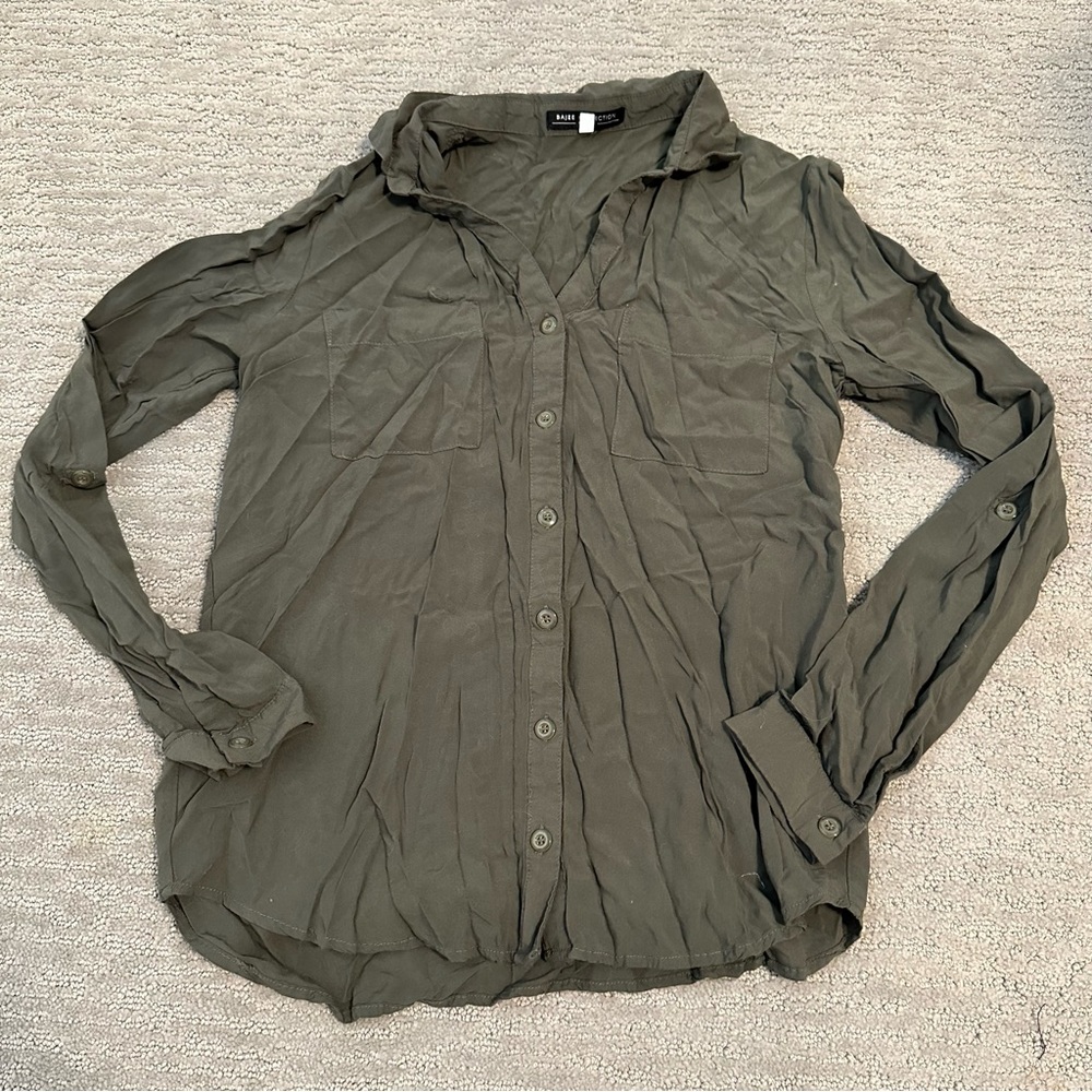 Green Button Up S